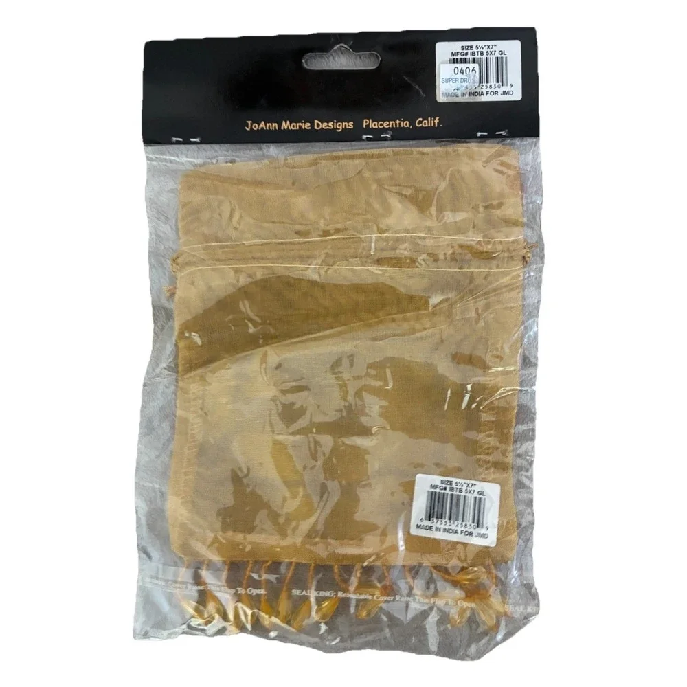 Joann Marie Designs Gift Bag Organza Tassels Beaded Sheer (2) Vintage NEW